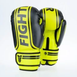 Fighter Boxing Gloves Basic Stripe - Neon Yellow/black -Boxing Equipment Store 1376APU BN08