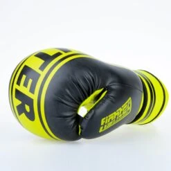 Fighter Boxing Gloves Basic Stripe - Neon Yellow/black -Boxing Equipment Store 1376APU BN09