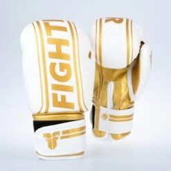 Fighter Boxing Gloves Basic Stripe - White/gold -Boxing Equipment Store 1376APU WG09