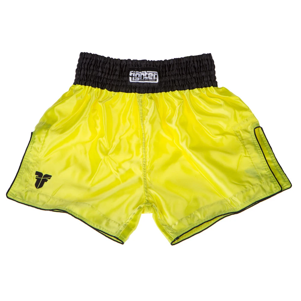 Fighter Thai Trunks Bangkok Plain - Neon Yellow/black, FP08 1 Fighter Thai Trunks Bangkok Plain - Neon Yellow/black, FP08