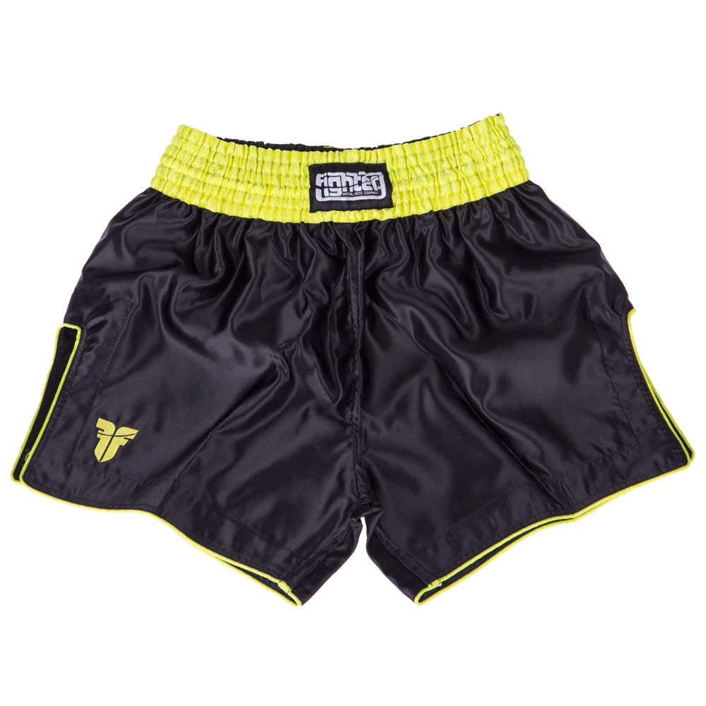 Fighter Thai Trunks Bangkok Plain - Black/neon Yellow, FP10 1 Fighter Thai Trunks Bangkok Plain - Black/neon Yellow, FP10