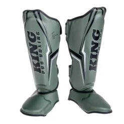 King Pro Boxing Shin Guards THOR - Khaki/silver