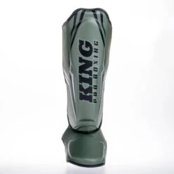 King Pro Boxing Shin Guards THOR - Khaki/silver -Boxing Equipment Store KBPSGL THOR GR04