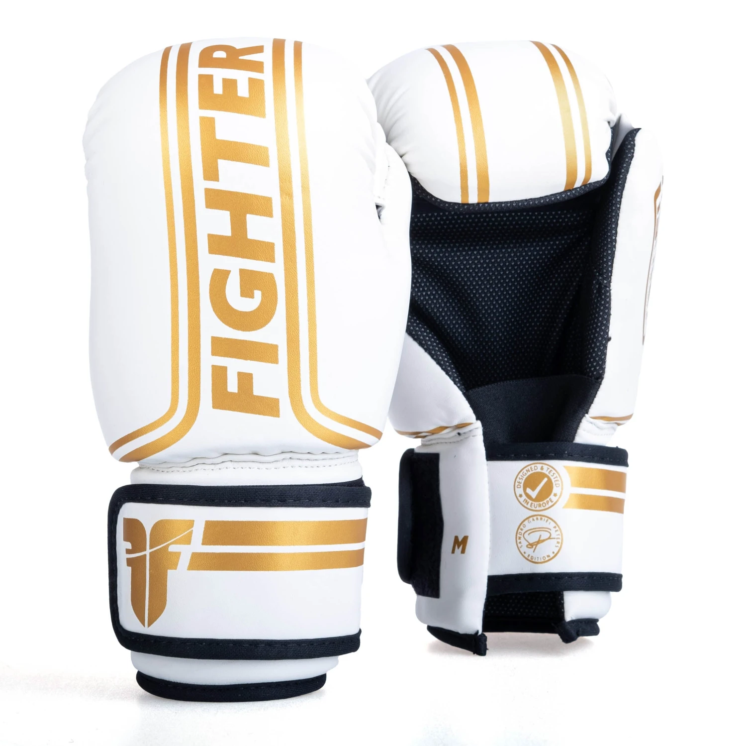 Fighter Open Gloves Stripe - SGP Edition - White/gold 1 Fighter Open Gloves Stripe - SGP Edition - White/gold