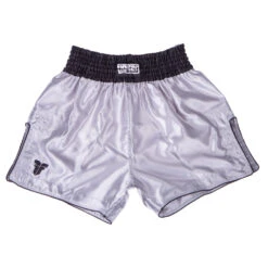 Fighter Thai Trunks Bangkok Plain - Silver/black, FP09